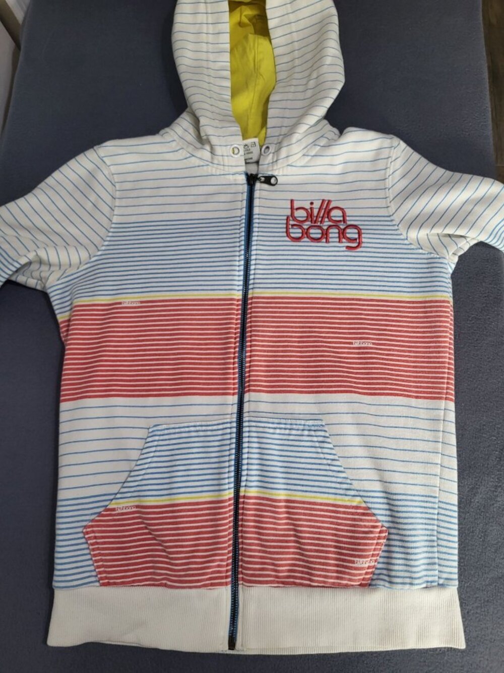 Y2k Vintage Billabong Striped Zip Hoodie Beach Surf Grunge Summer SZ M - Picture 3 of 8